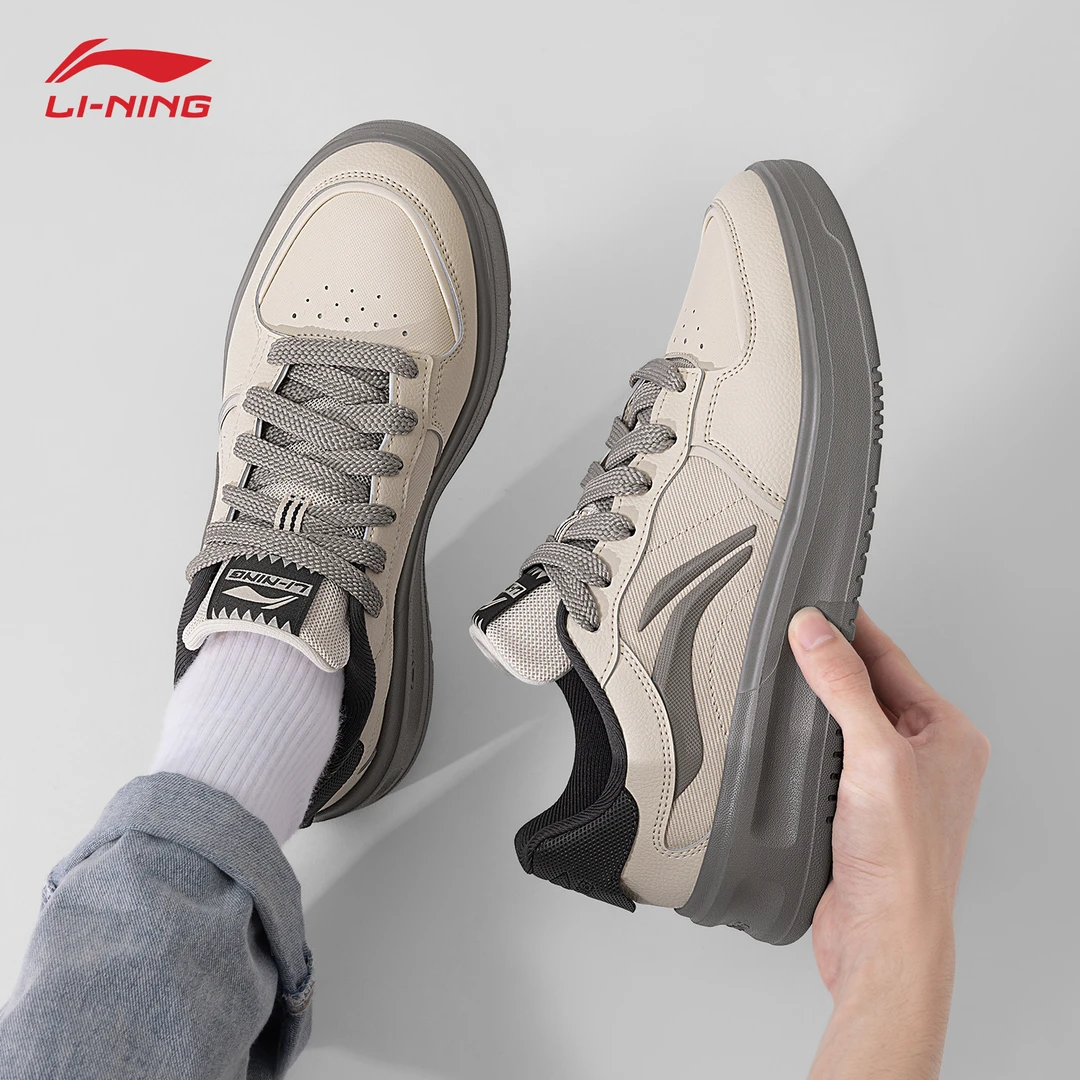 李宁元宵板鞋男鞋秋季新款经典复古百搭休闲鞋子厚底增高运动鞋男