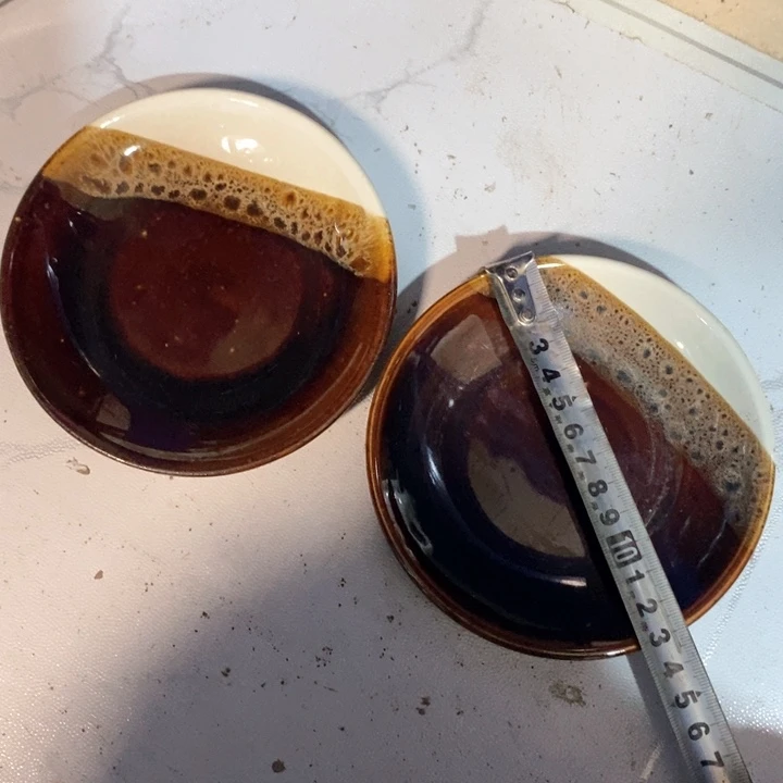 瓷片五厂窑变三色碟子一对