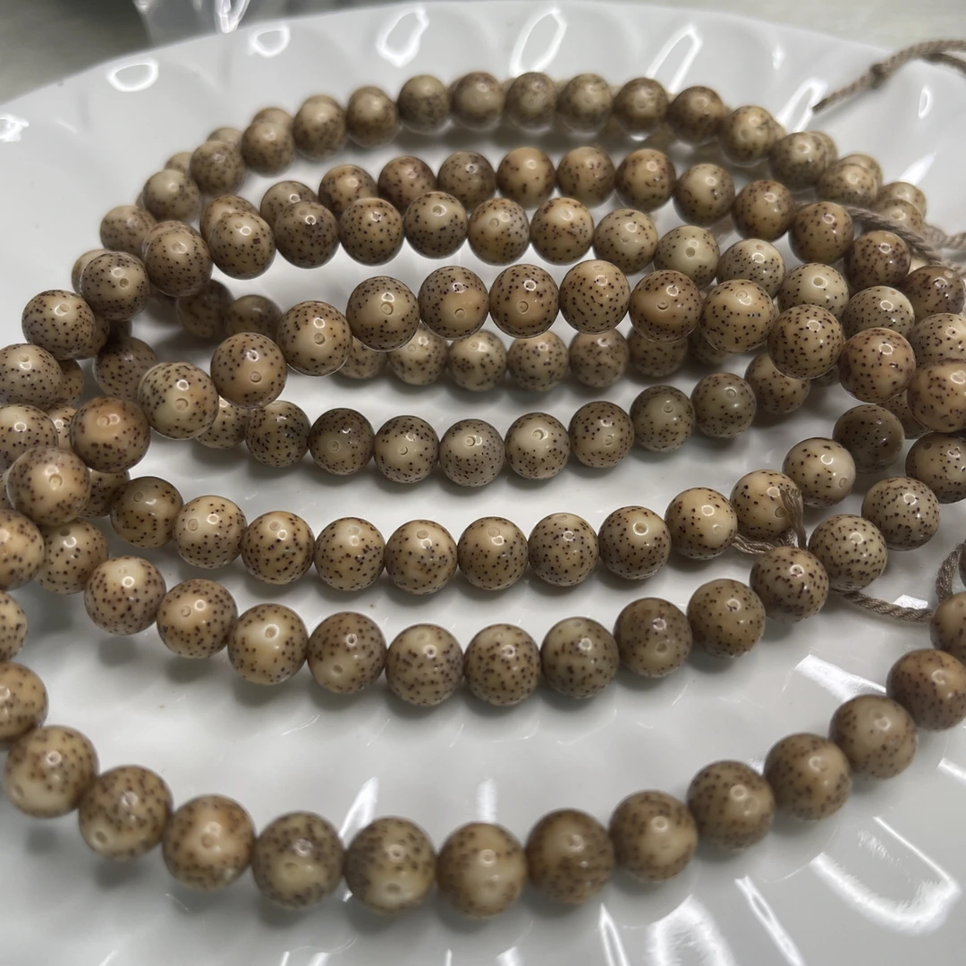 石玉料冰化正月留白9圆珠原生态一物一图