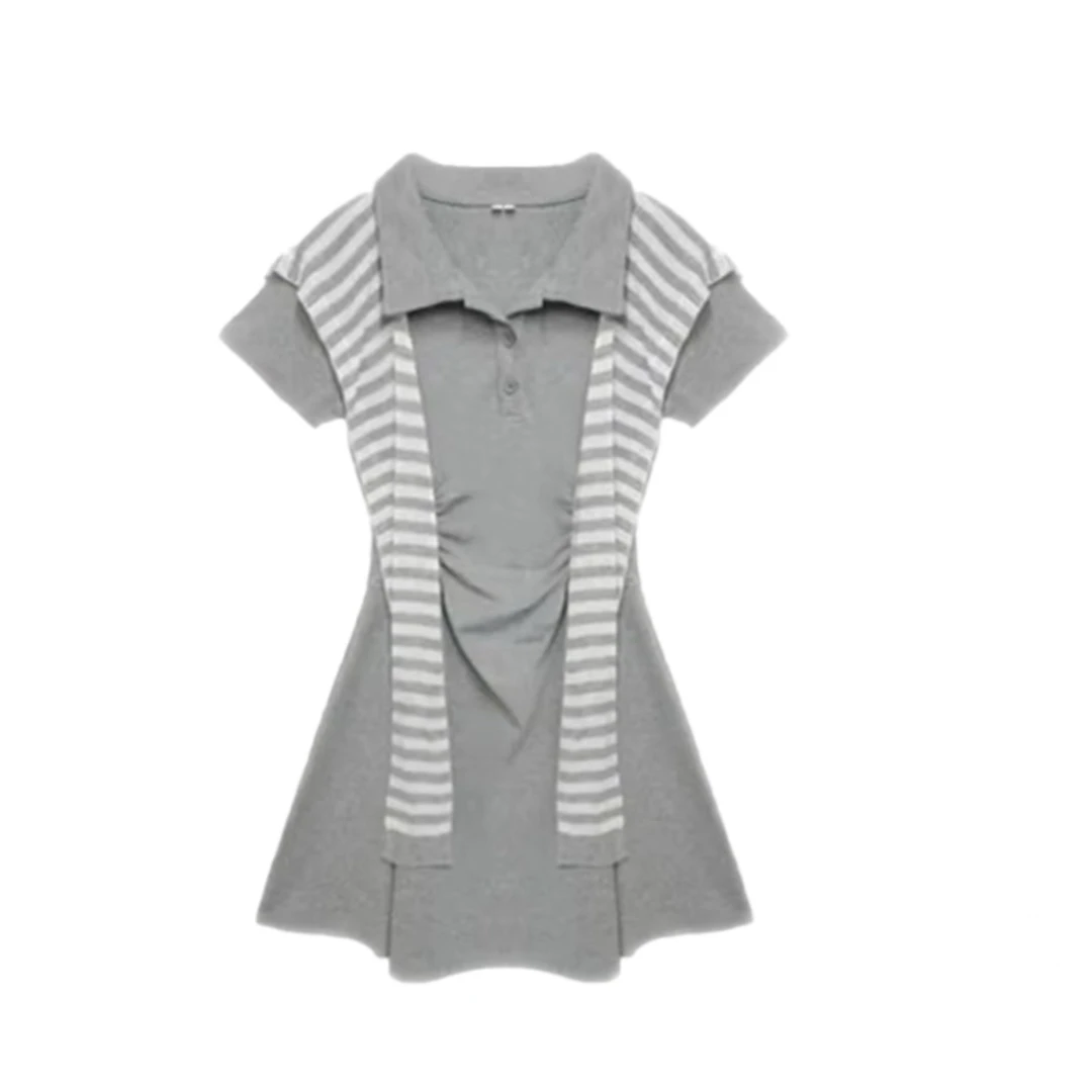 《猪猪出品》25上新海军领高定灰色真两件披肩连衣裙554