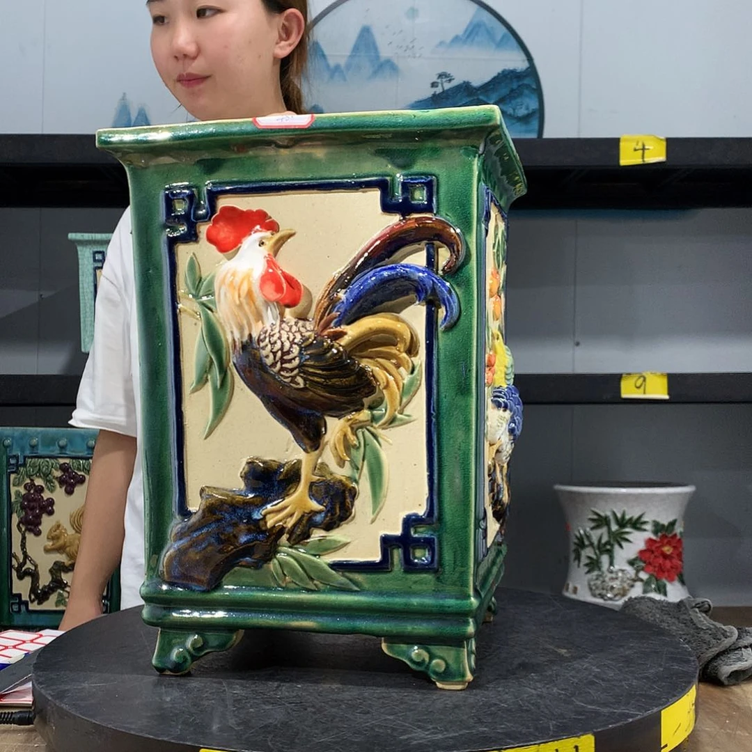 无花朵高温烧制石湾盆微瑕