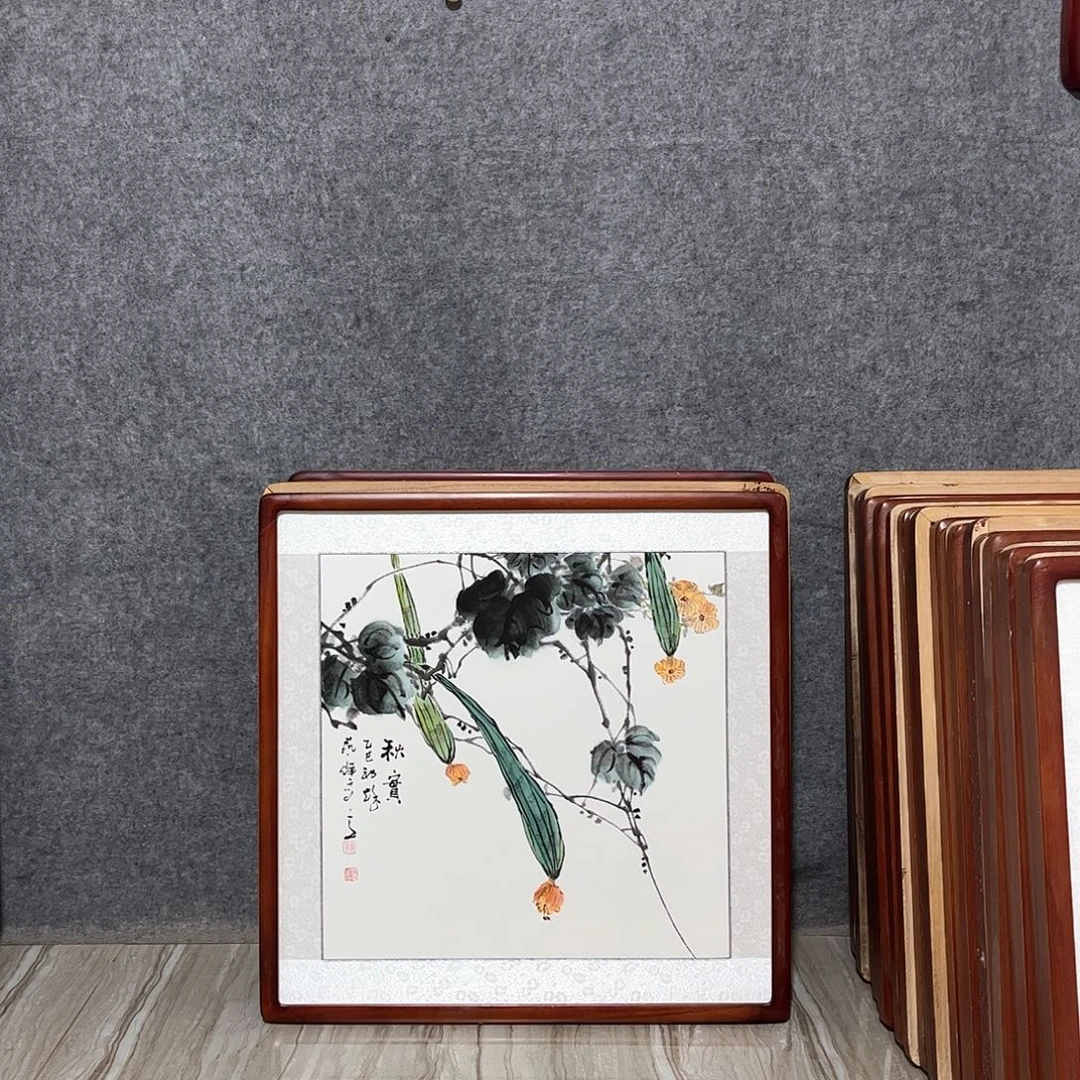 国画书画作品带框63×63