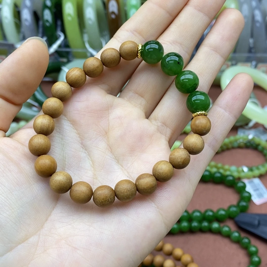 和田玉未镶嵌手串卡9