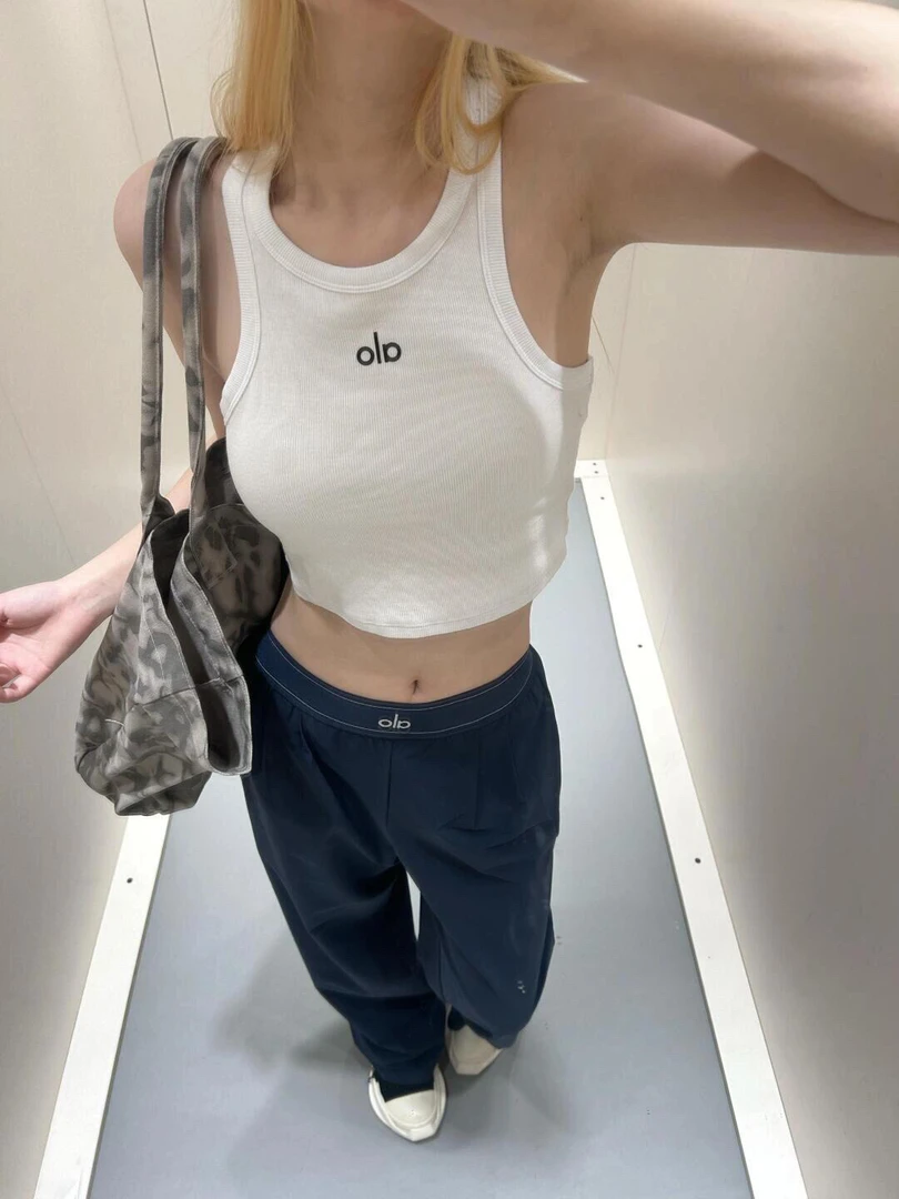 ALO同款女螺纹圆领运动背心健身上衣亲肤透气无袖瑜伽服