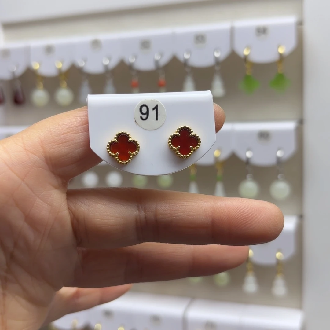 玛瑙/玉髓银S925镶嵌耳饰