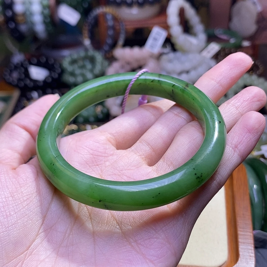 七***)和田玉未镶嵌颈饰碧玉手镯54.6圈口