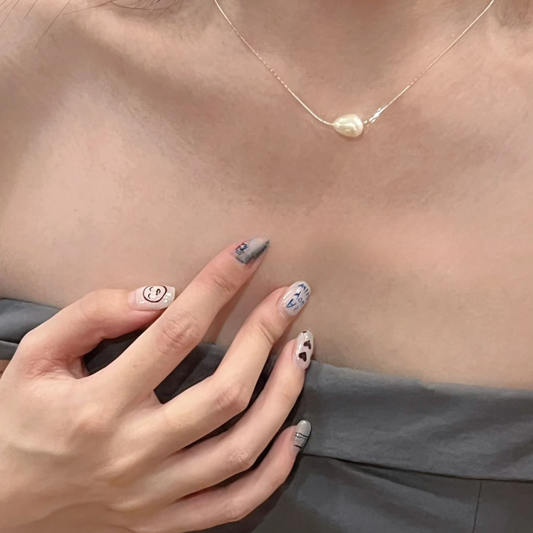 铜合金项链  气质法式复古颈链仿珍珠通体项链蛇骨链ins风温柔