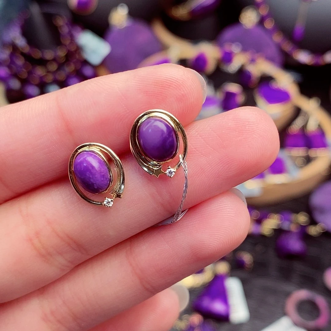 苏纪石（舒俱来）耳饰18K金镶嵌