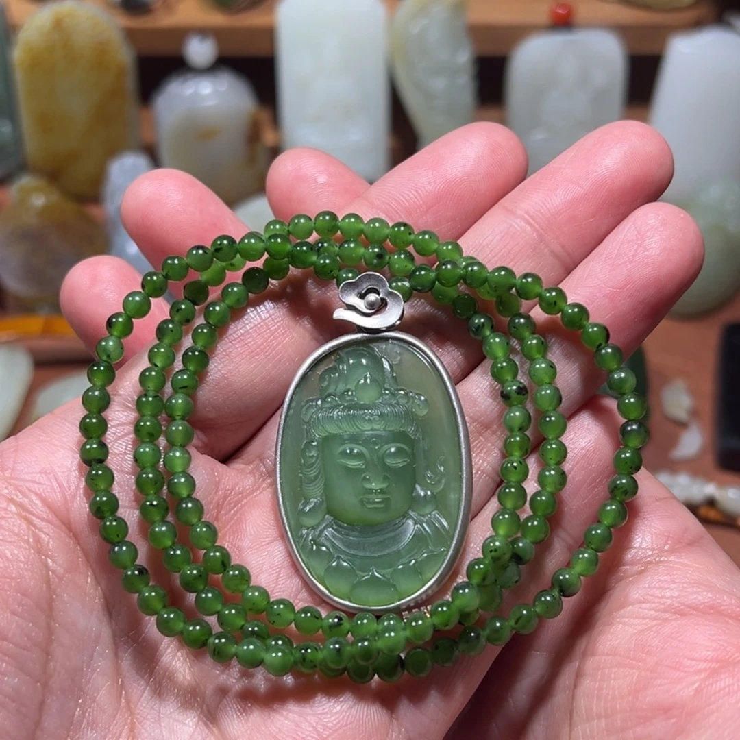 和田玉银S925镶嵌颈饰