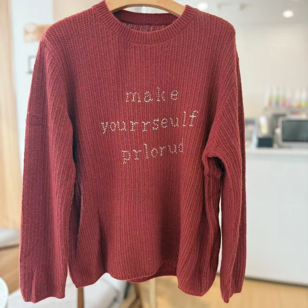 558羊毛一字肩毛衣麻花绞花设计师毛衣针织衫落肩袖宽松毛衣