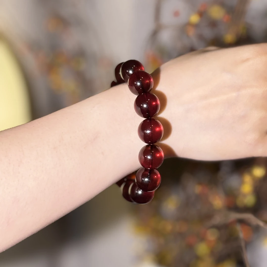 美创珠宝天然原矿琥珀16+mm单圈手串圆珠素圈经典百搭气质时尚