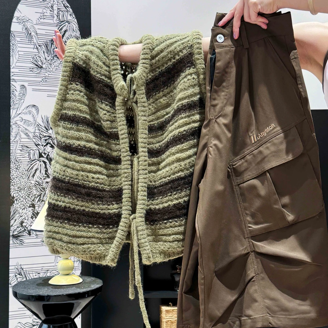 针织秋冬季轻奢抽绳高级款休闲无袖时尚通勤上衣DP8091