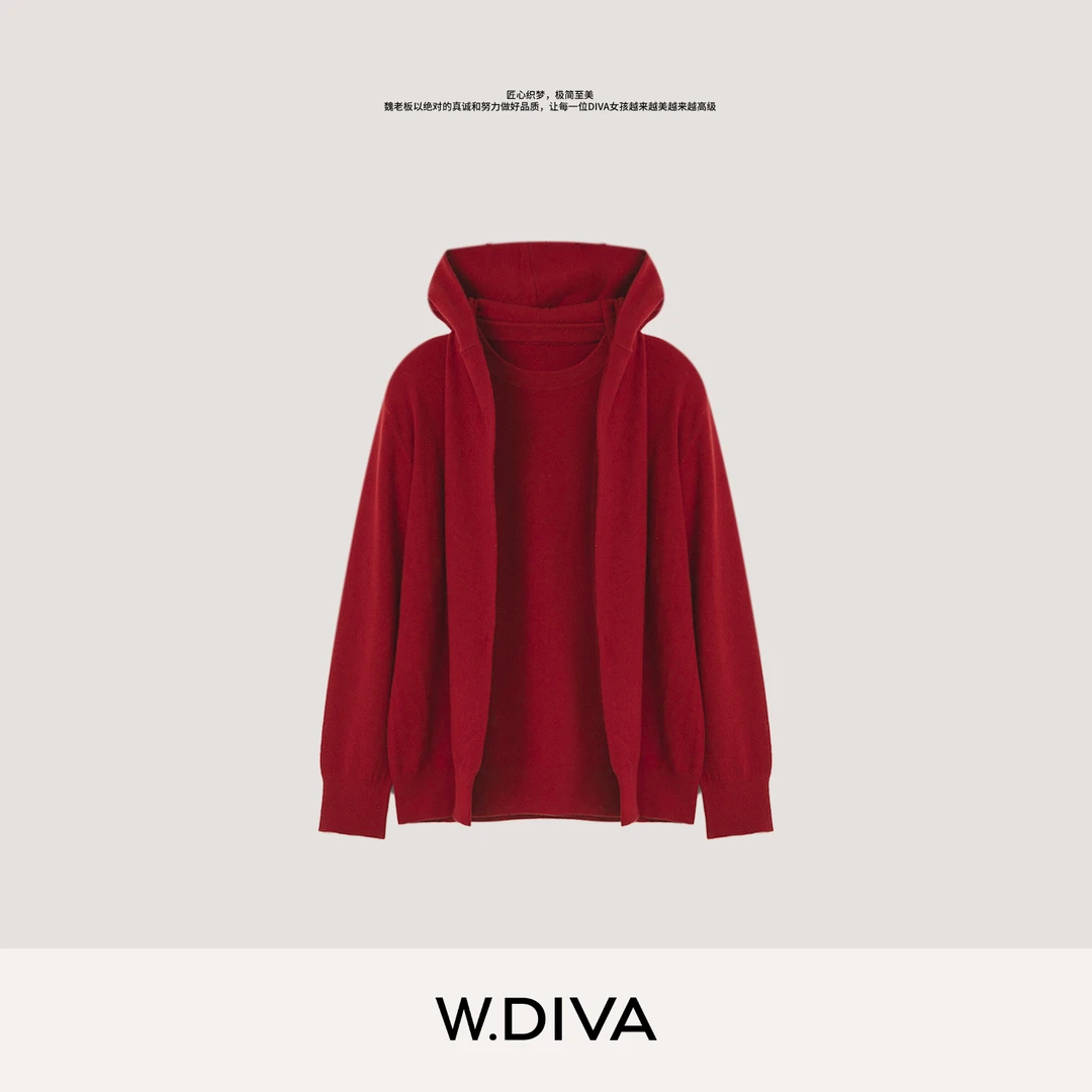W.Diva【系结毛衣】山羊绒白云绒气质简约连帽套头羊毛衫54Z103078