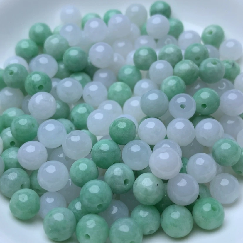 【闪购商品】手链翡翠未镶嵌卡7冰绿白10颗