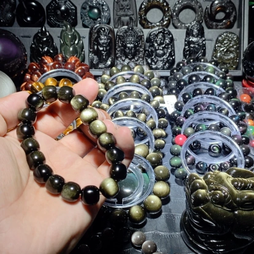 【闪购商品】黑曜岩手链未镶嵌点**来