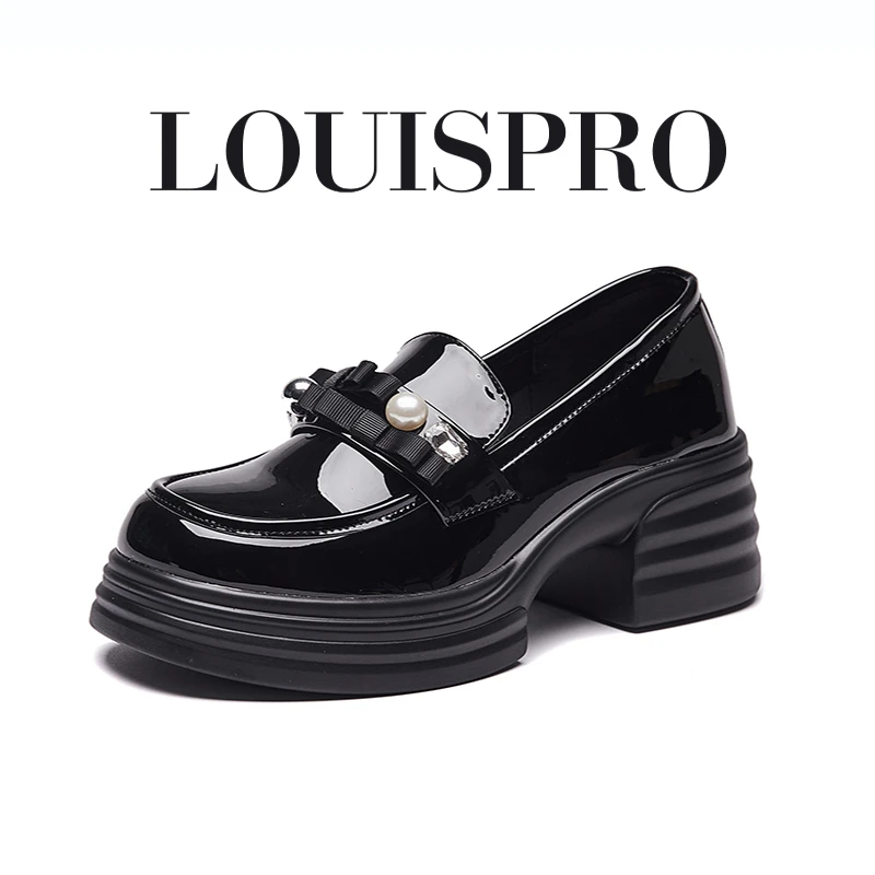 【意式名品LOUISPRO】复古港风乐福鞋粗跟一脚蹬英伦风小皮鞋单鞋
