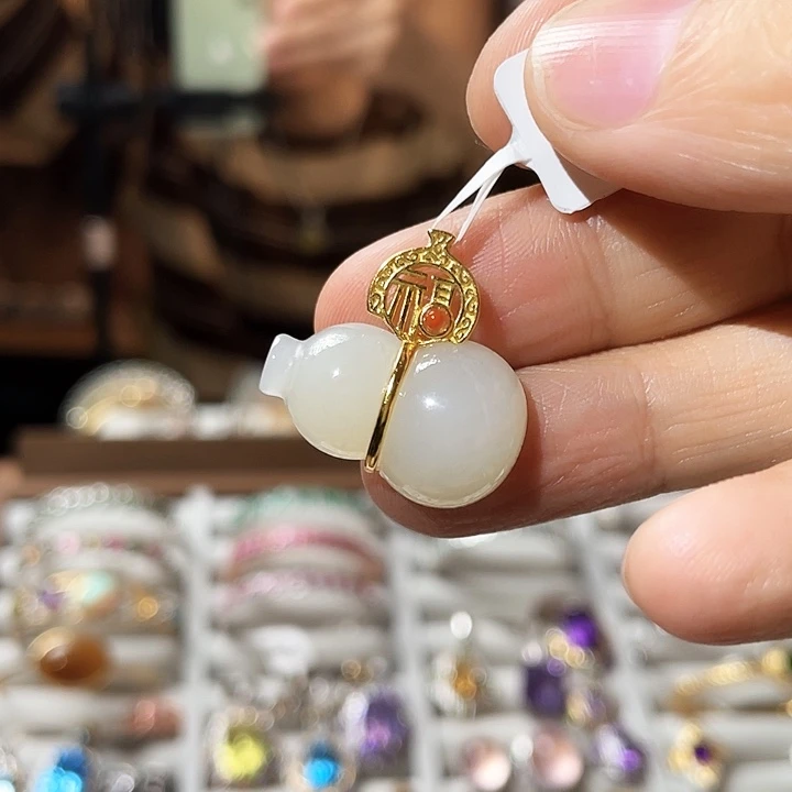 和田玉吊坠(不含链)银S925镶嵌