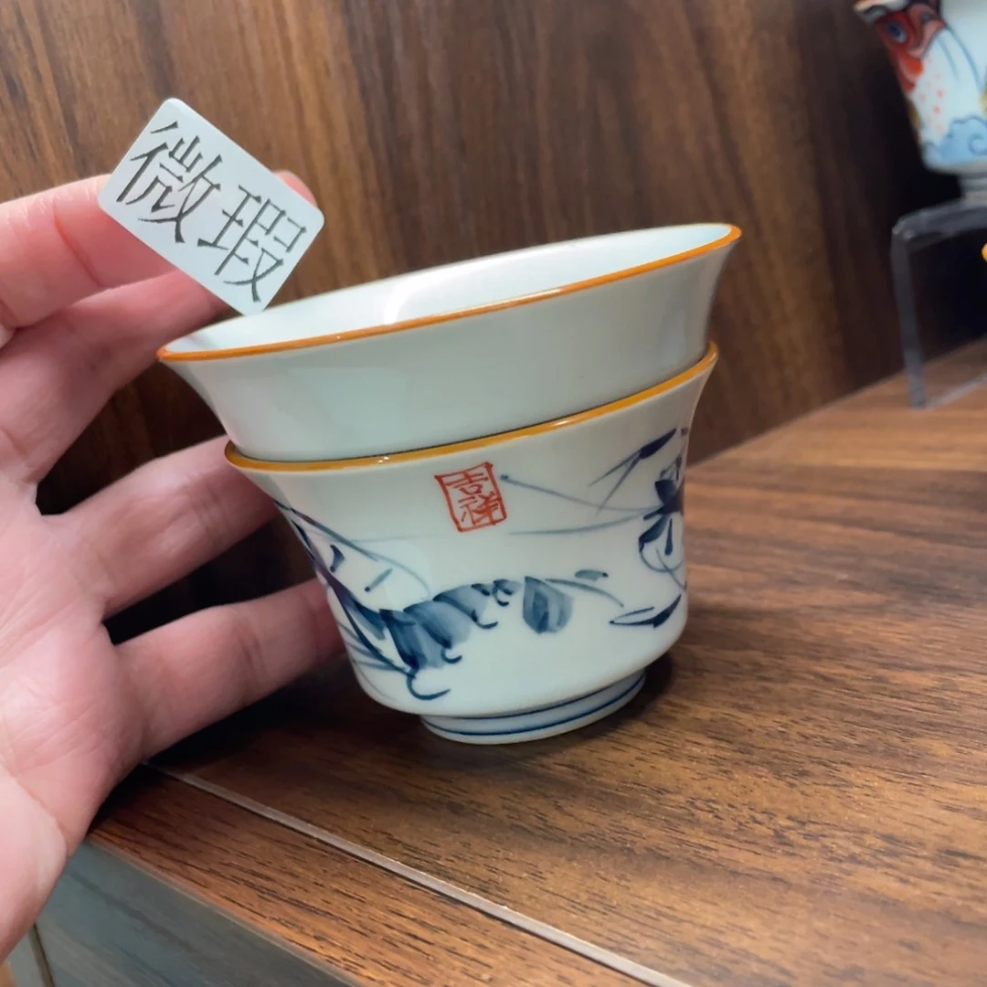 釉下手绘茶具微瑕