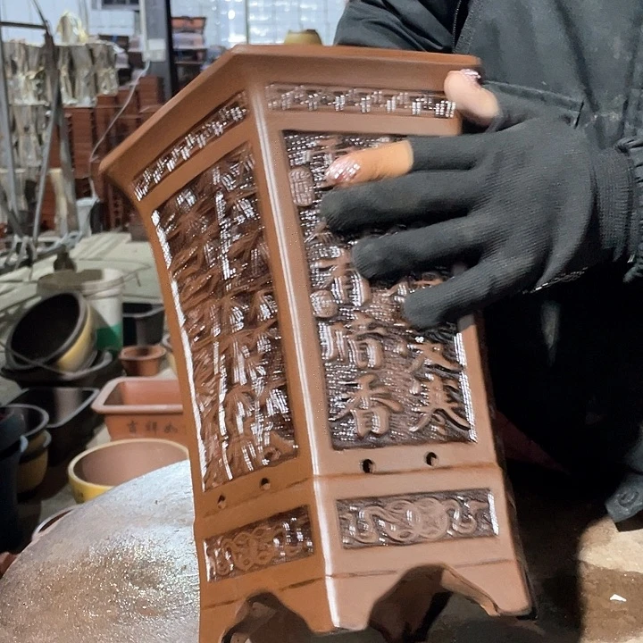 紫砂24仿古双线六方