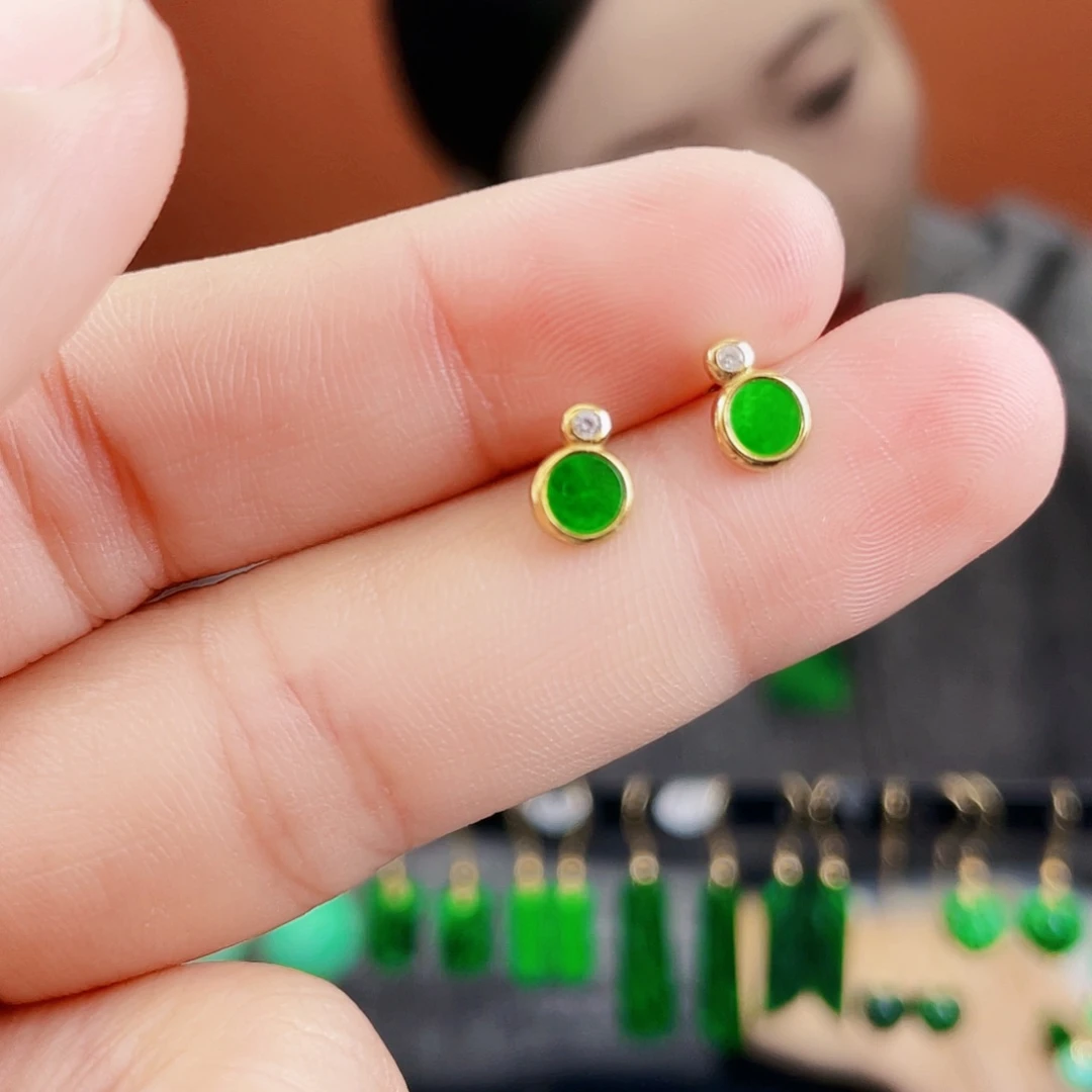 翡翠银S925镶嵌耳饰