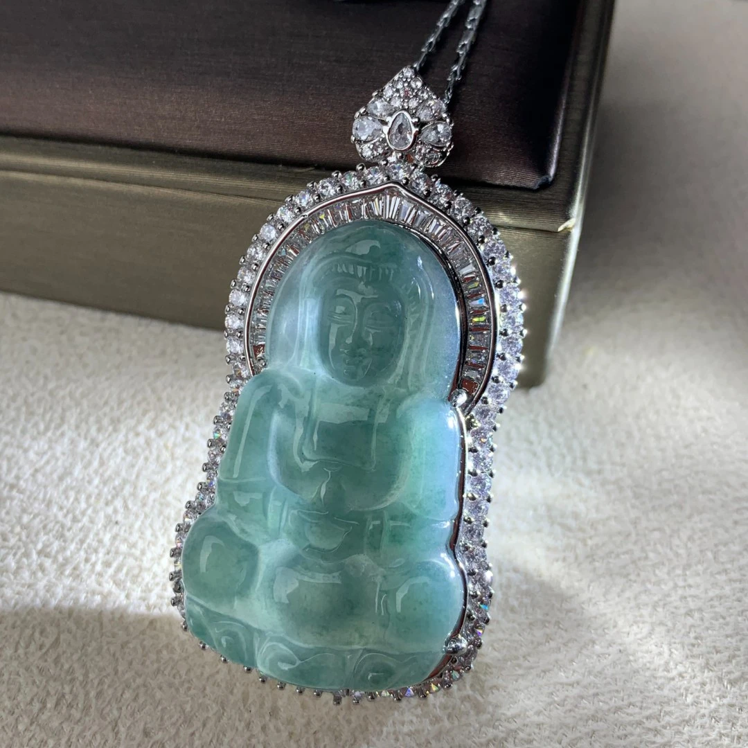 7396【赠链条】翡翠观音吊坠