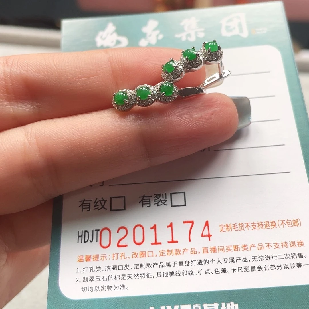 银S925镶嵌翡翠耳饰HDJT0201174