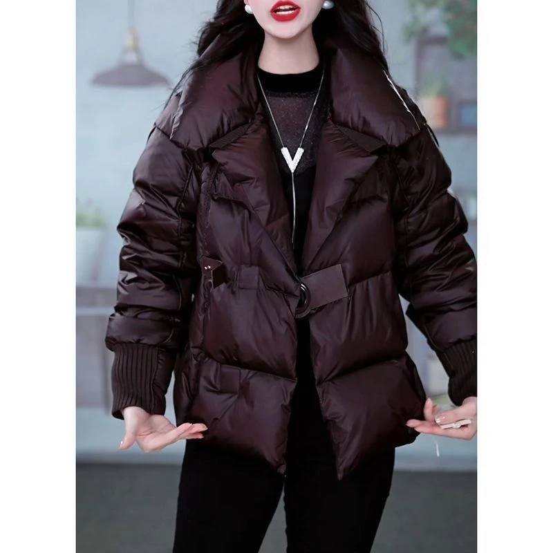 中长款羽绒服女2025新款冬装时尚加厚哑光免洗保暖白鸭绒翻领外套