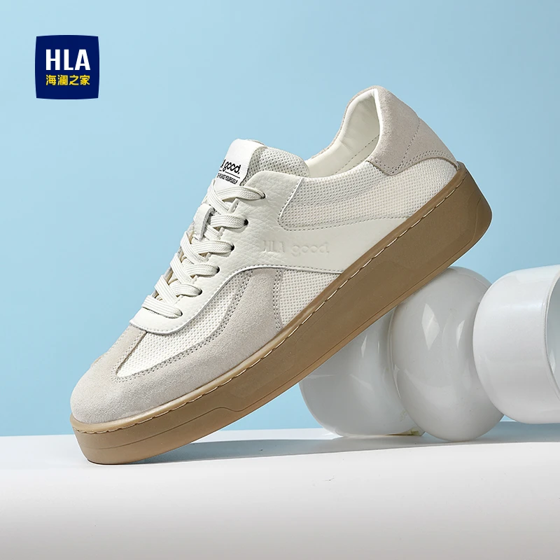 HLA/海澜之家男鞋2025春季新款经典复古德训鞋百搭休闲板鞋潮鞋