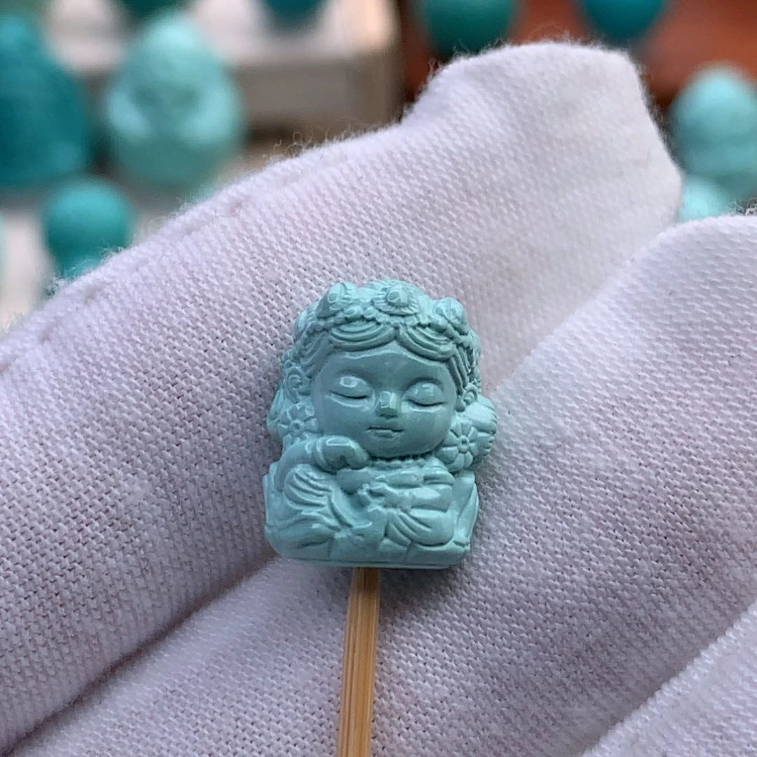 绿松石未镶嵌珠宝奇石原矿绿松石绿度母