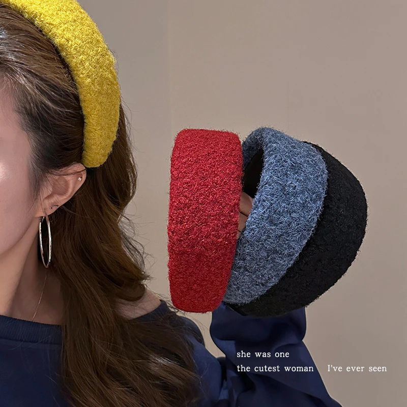 秋冬毛呢宽边发箍女2025新款高颅顶压发头箍洗脸发捆外出百搭发卡