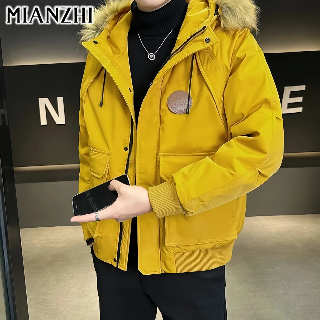 棉致男款棉服男士工装棉衣潮牌百搭商务休闲连帽毛领秋季保暖外套