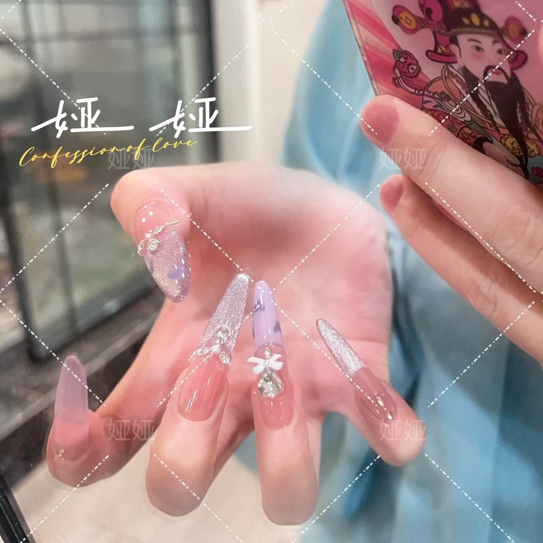 【紫丁香】纯手工穿戴甲可拆卸十片装