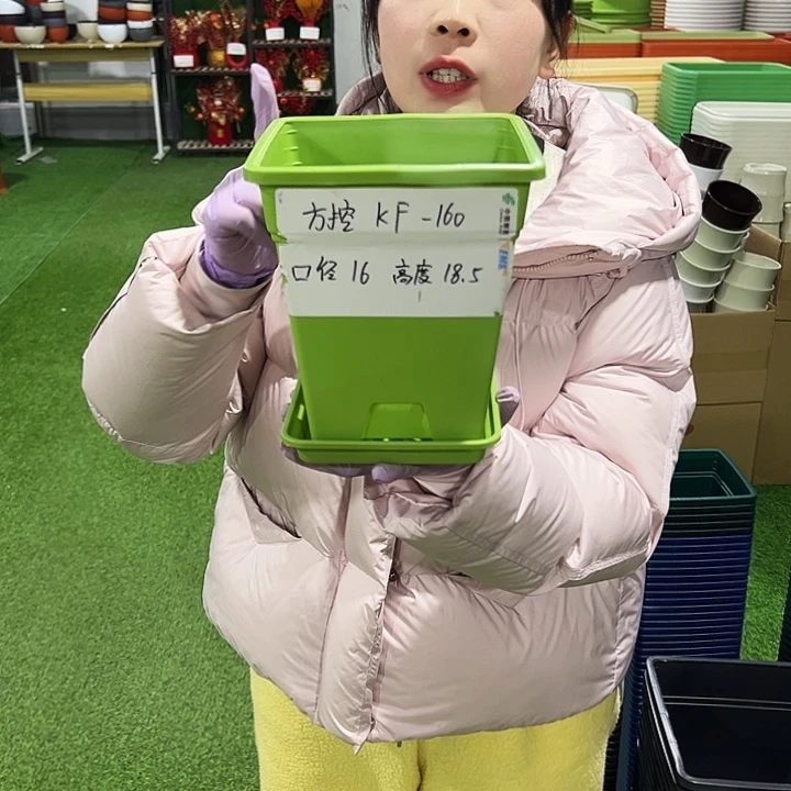 正品方盆口16高18果绿5只带托