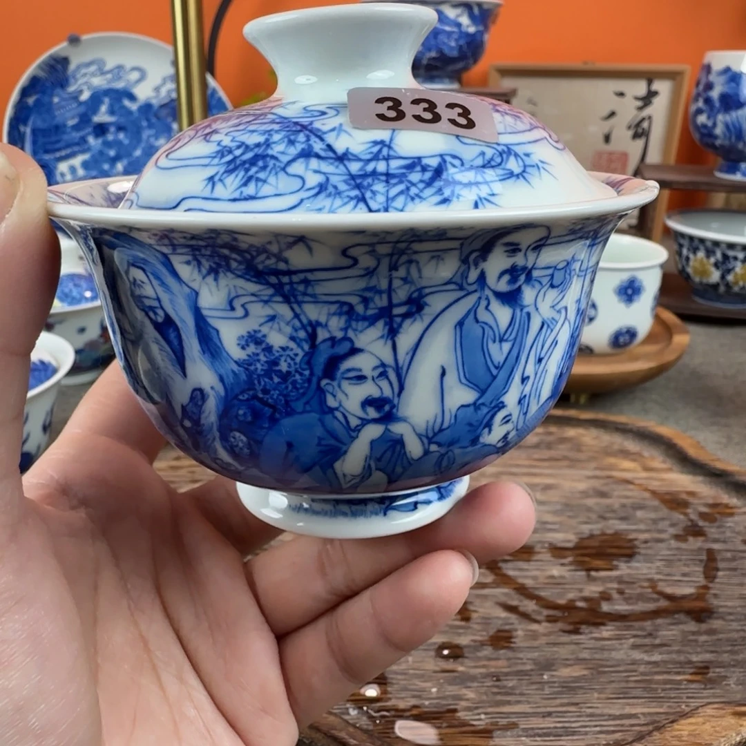 瓷片景德镇手绘青花茶器333