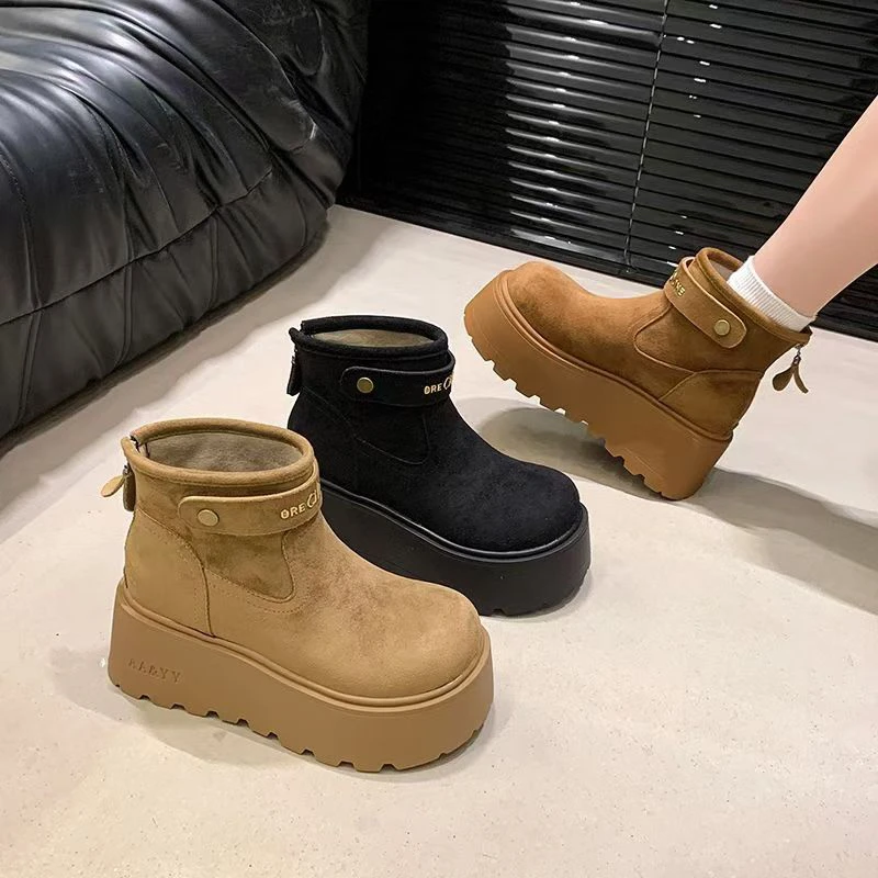 【SiSi】新疆包邮薄绒韩版复古厚2025秋冬季新款英伦风小个子短靴