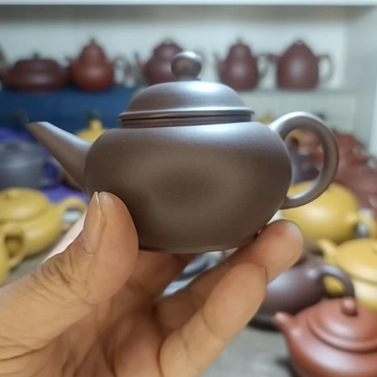 紫砂茶壶原矿天青水平内推150cc半手工