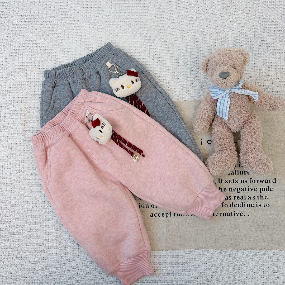 【九妈家】25女童加绒加厚可爱卡通KT猫咪休闲裤