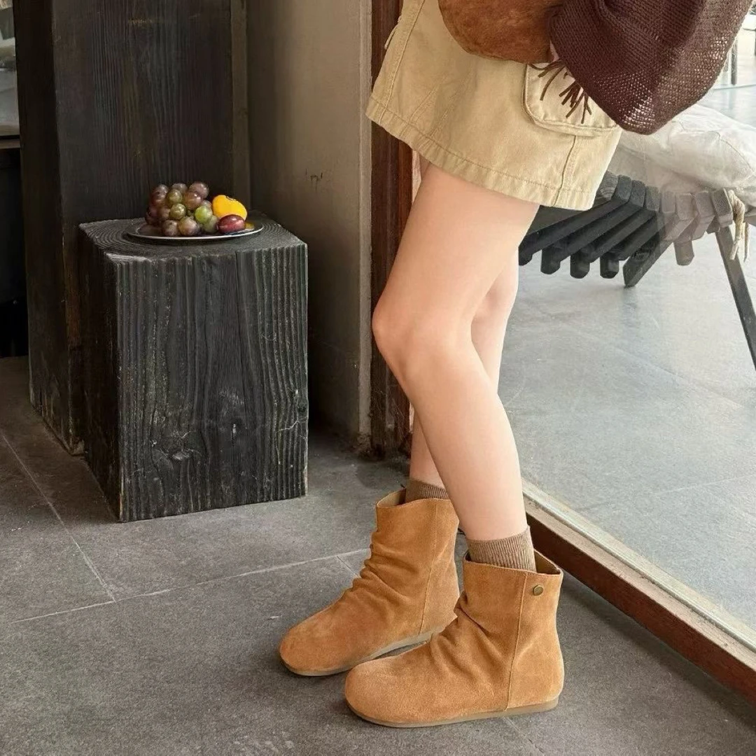 2025秋冬新款内增高勃肯靴复古堆堆靴时尚短靴女套筒西部牛仔靴潮