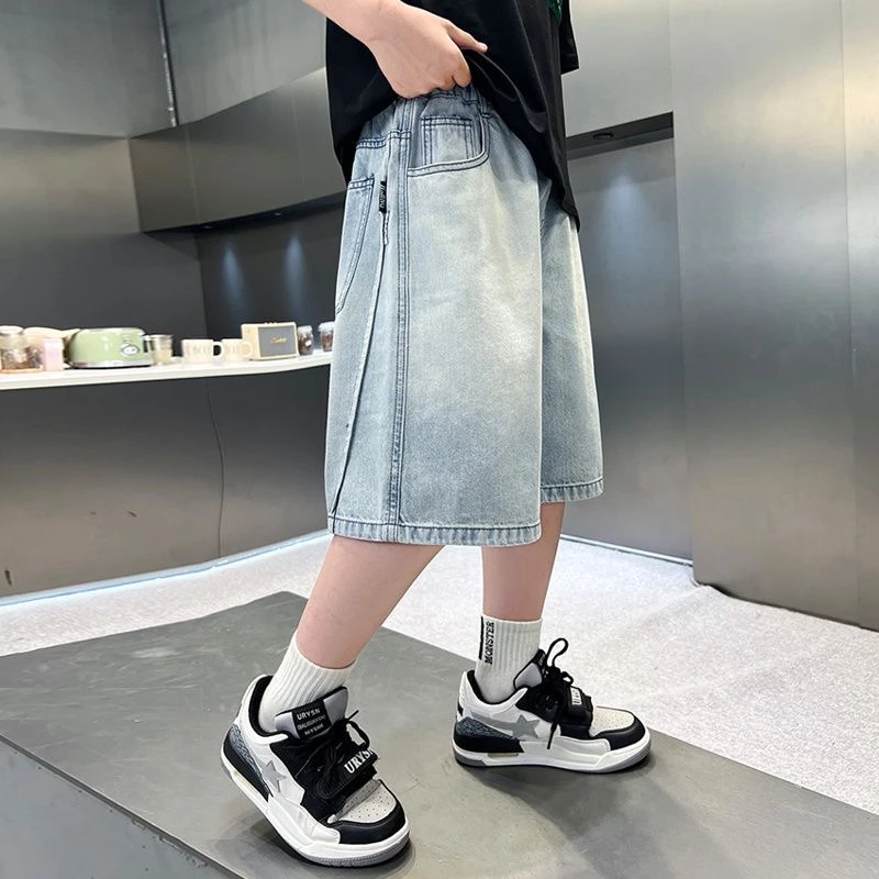 颜值在线~男童夏季轻薄透气设计款牛仔短裤中大童时髦休闲裤9850