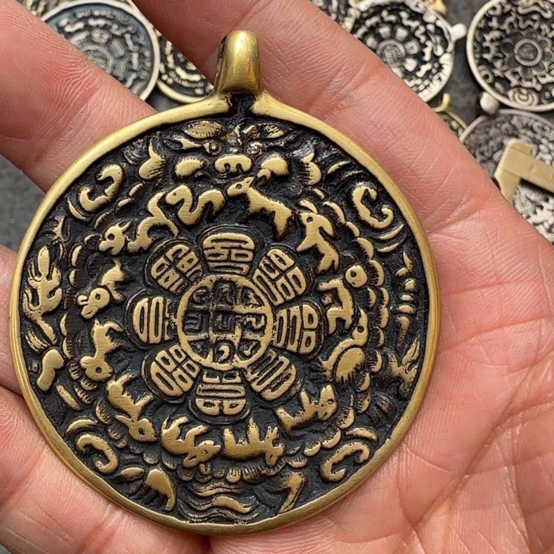 精品立马铜九宫牌十四咒点