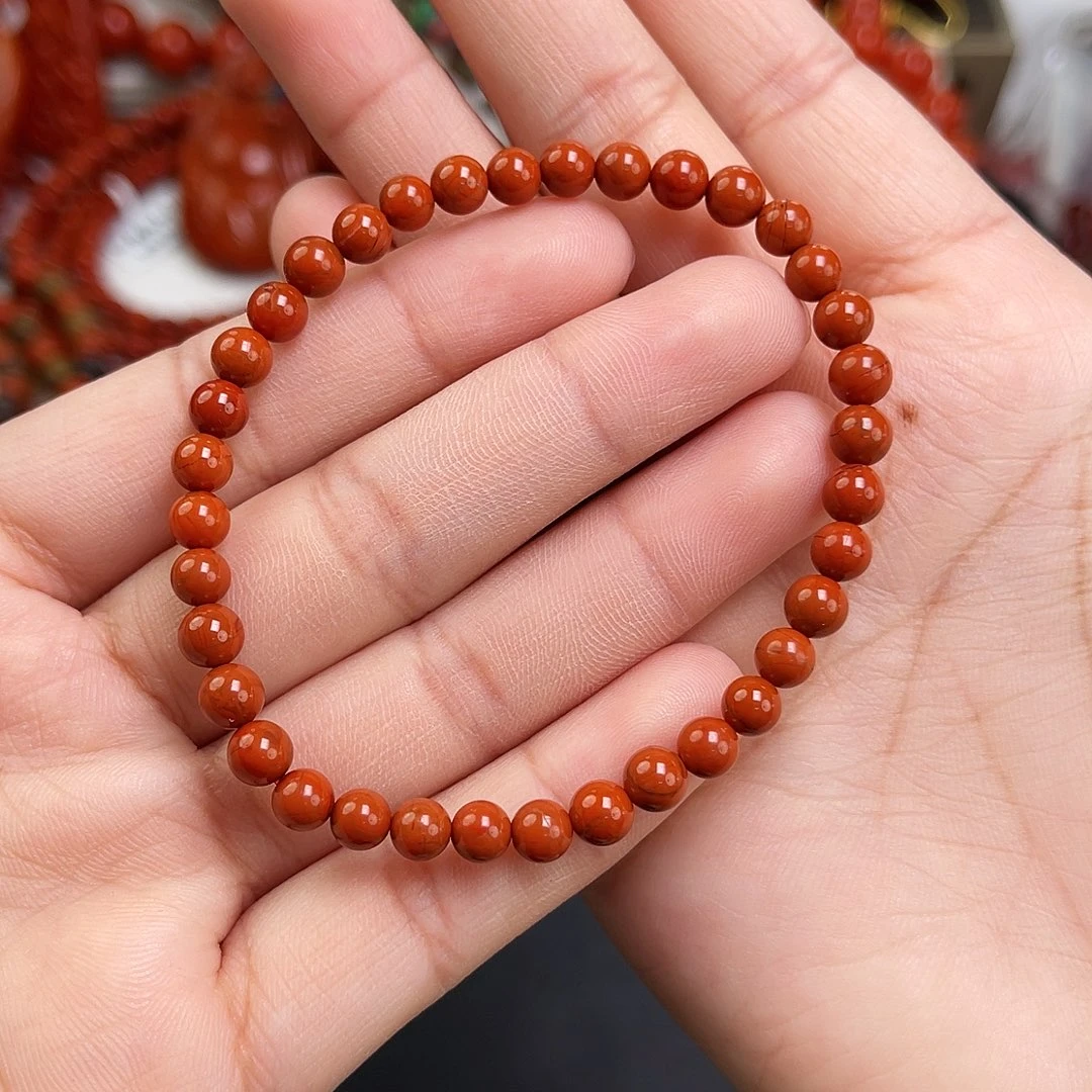 南红玛瑙未镶嵌手链瓦西柿子红满肉单圈5mm