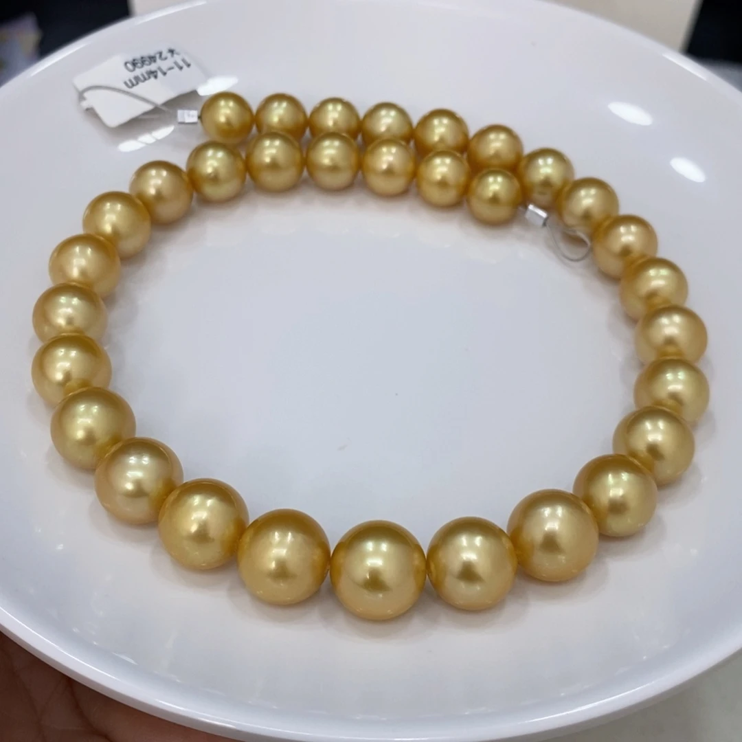 海水珍珠颈饰未镶嵌美***?金珠项链11-14华