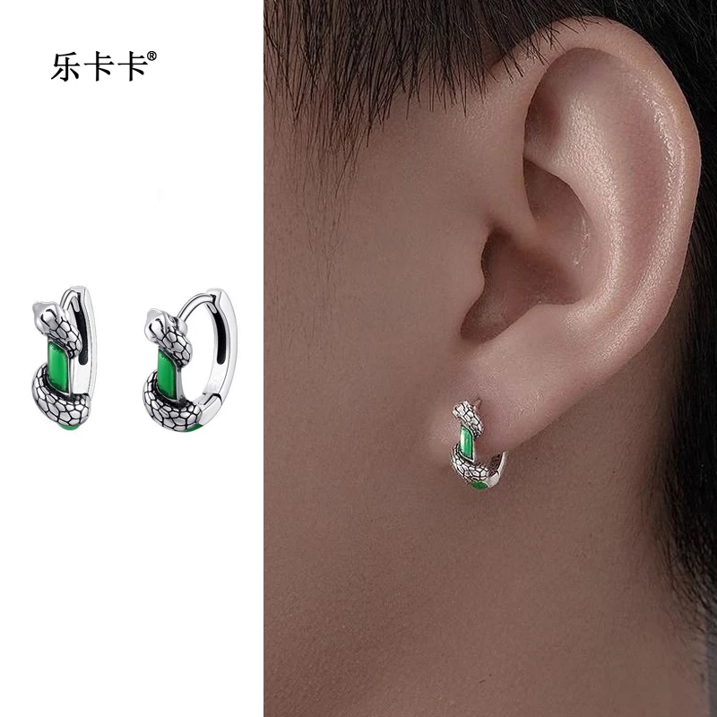 纯铜耳饰 2025新款冷淡风耳饰灵蛇耳环男士个性潮流痞帅耳扣小众