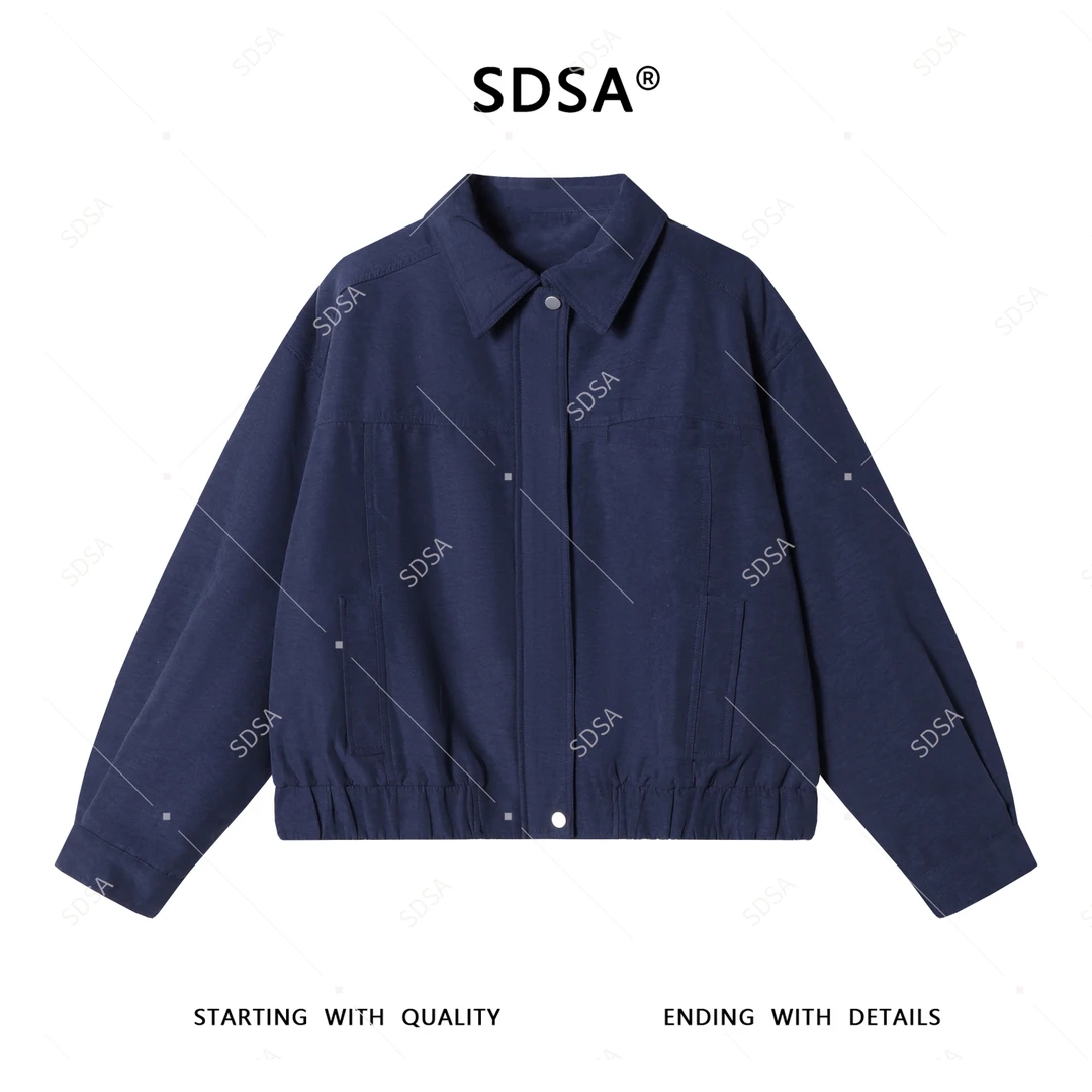 SDSA男士2025新款轻奢痞帅男装纯色多口袋翻领拉链夹克开衫外套