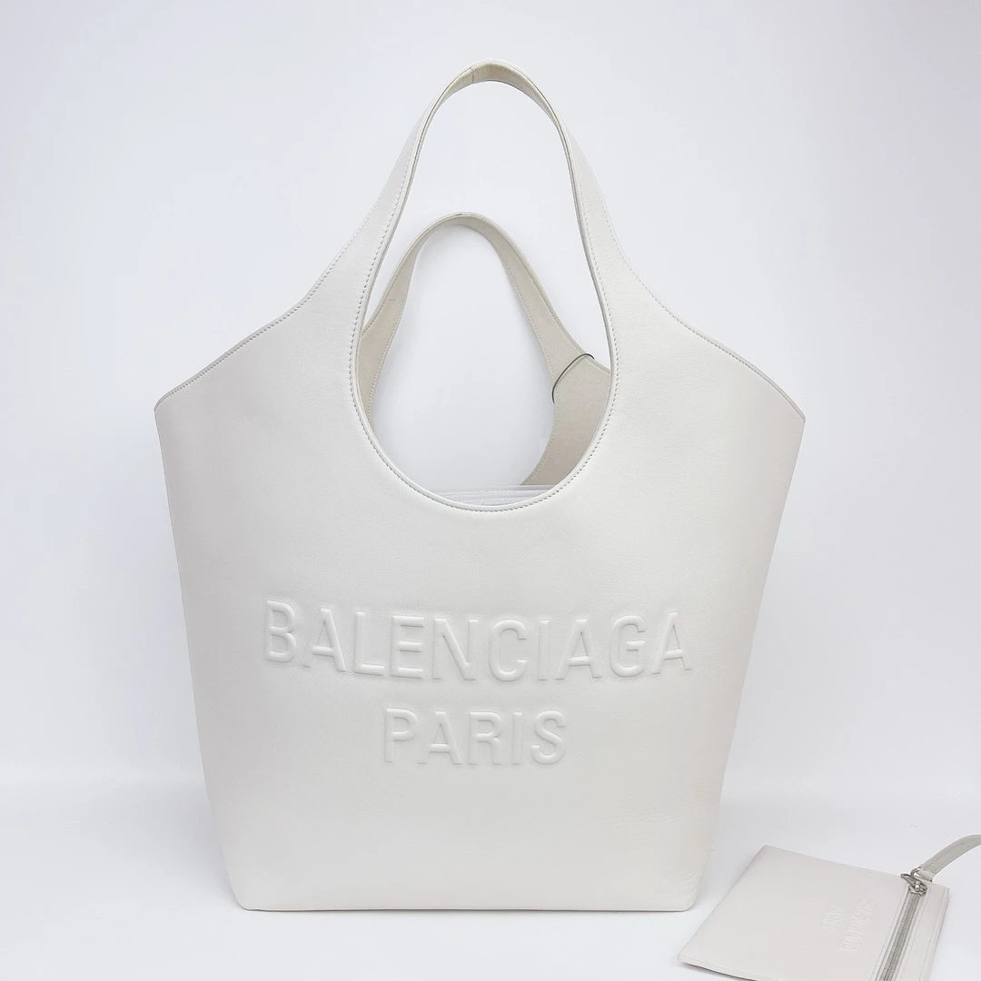 95新 Balenciaga/巴黎世家 巴黎世家 白色牛皮手提包底长35 F789