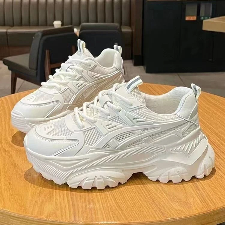 修面皮男友风圆头耐脏时尚休闲鞋防水台老爹鞋运动风