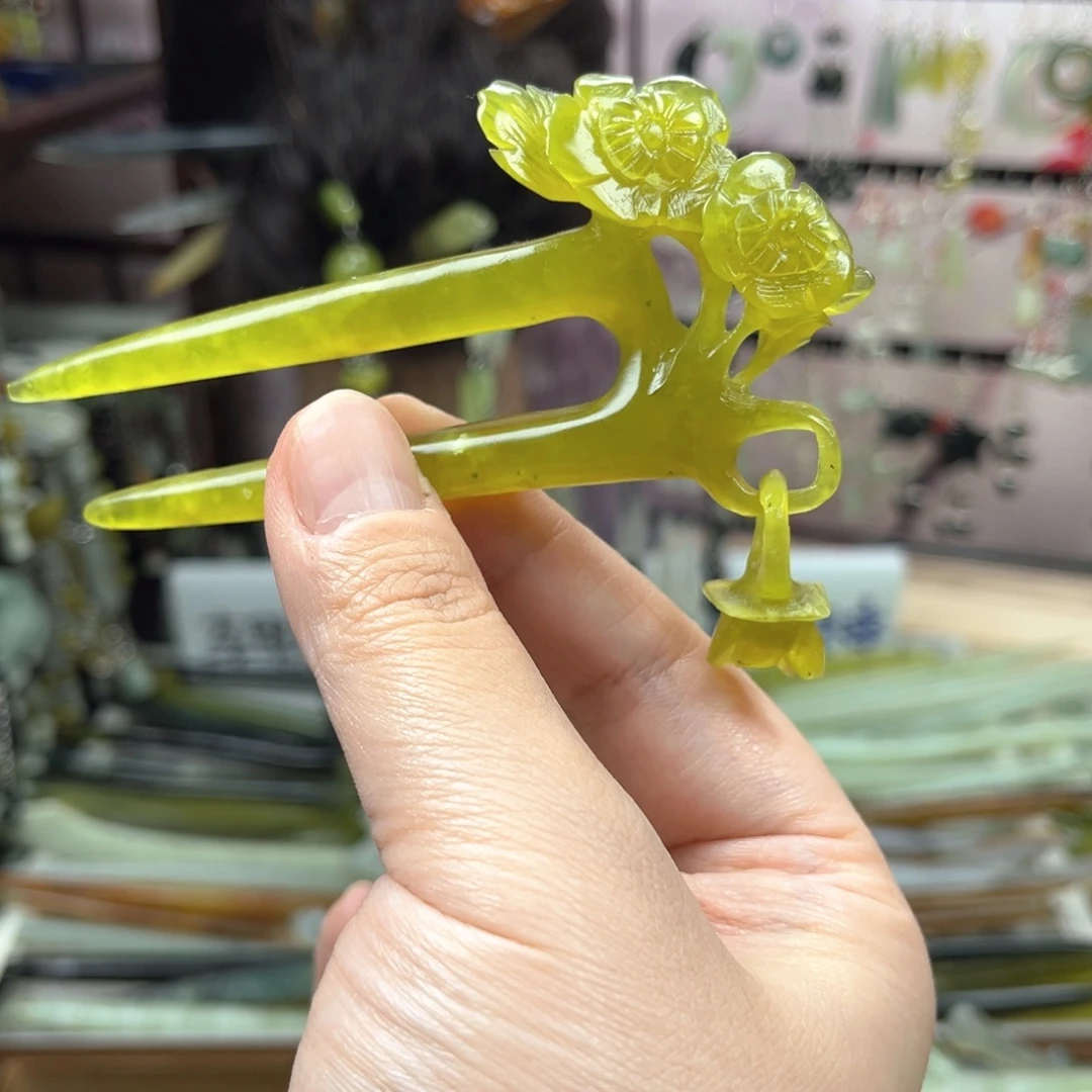 未镶嵌岫玉发饰长度10厘米左右