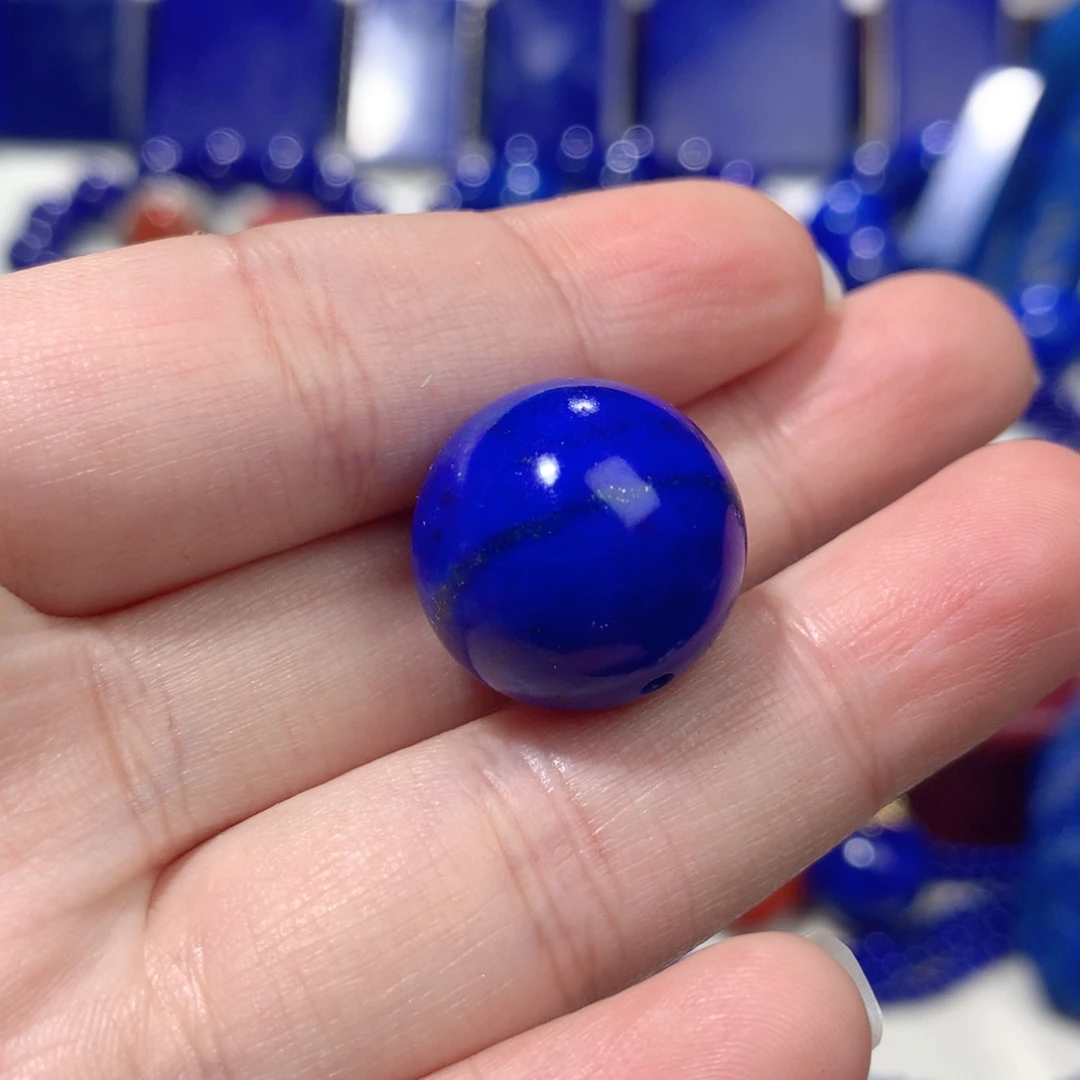 青金石未镶嵌18m单珠挂件