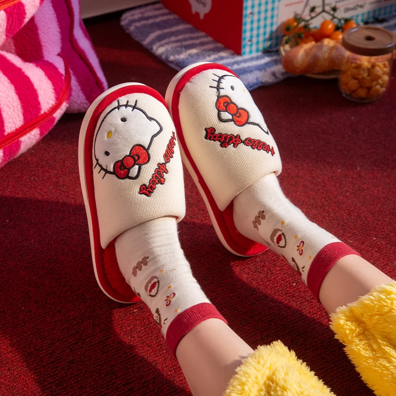 亲子三丽鸥棉拖女款2025冬季新款小童大童静音防滑保暖居家地板拖