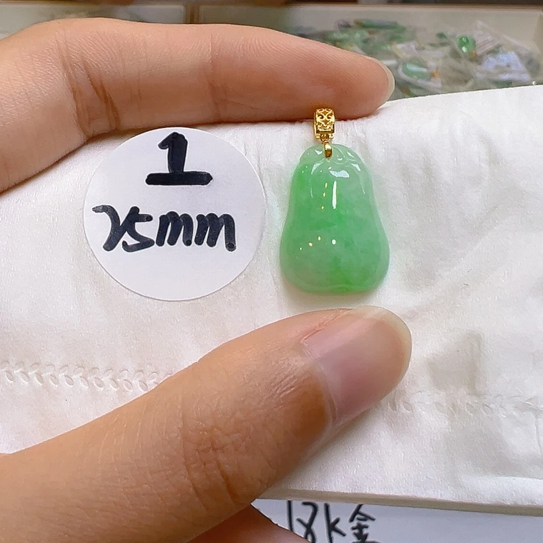 翡翠18K金镶嵌吊坠(不含链)翡翠